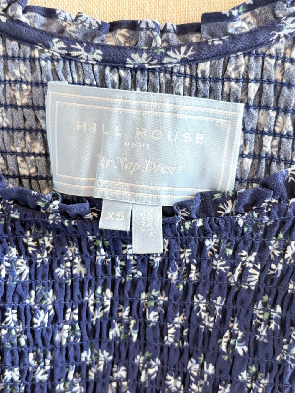 Hill House Nap Dress Blue Floral Smocked Midi Cottagecore XS - Picture 8 of 9